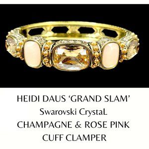 Heidi Daus ‘Grand Slam’ Champagne Rose Pink Swarovski Crystal Cuff Bracelet